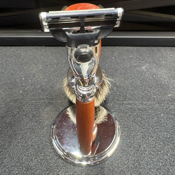 Classic Silver and Brown Men's Razor Set/Handmade shaving kit Cocobolo wood